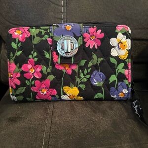Vera Bradley Black Floral Quilted Wallet